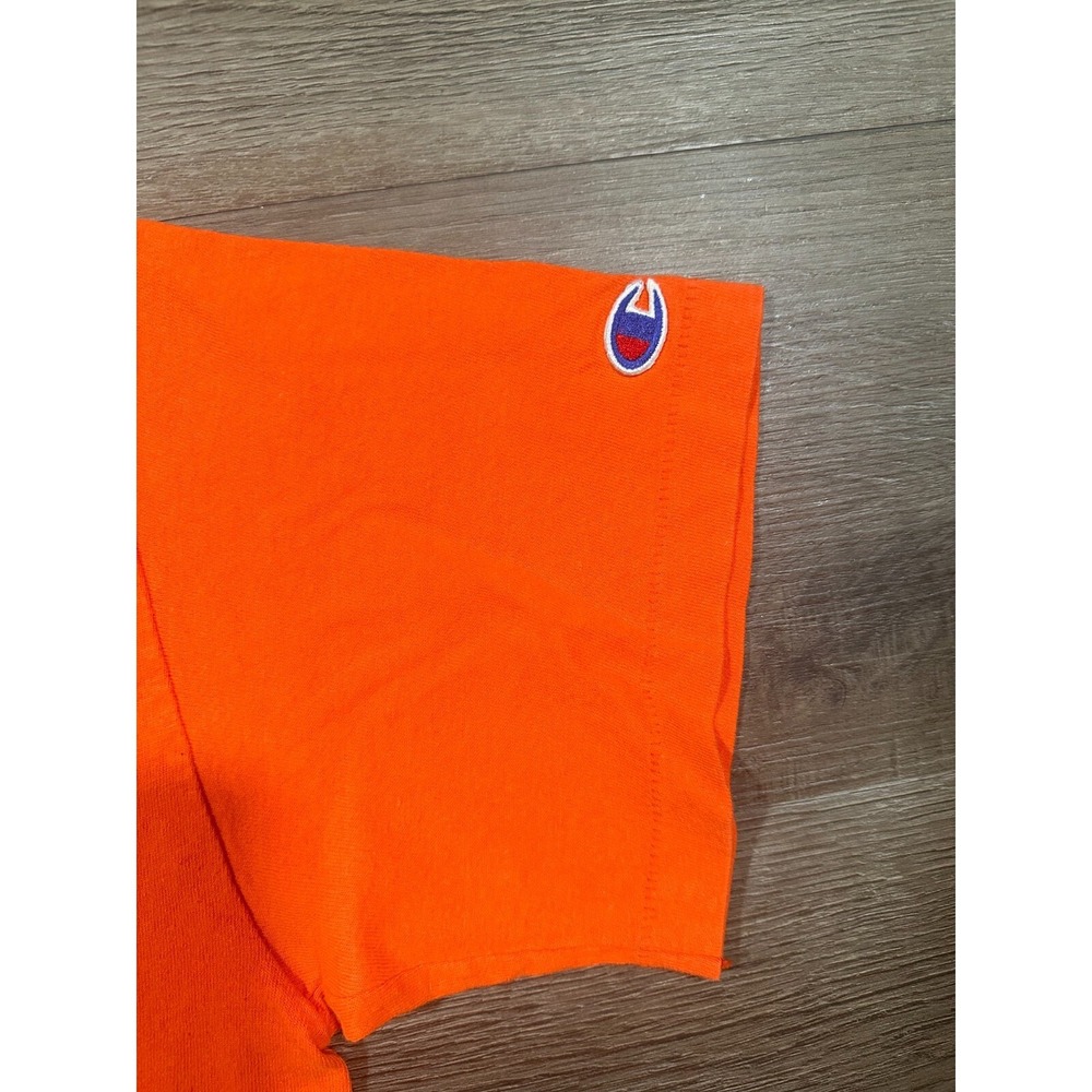 Vintage Champion T Shirt Mens M Orange Graphic Print School Short Sleeve 90s‎ - Picture 3 of 10